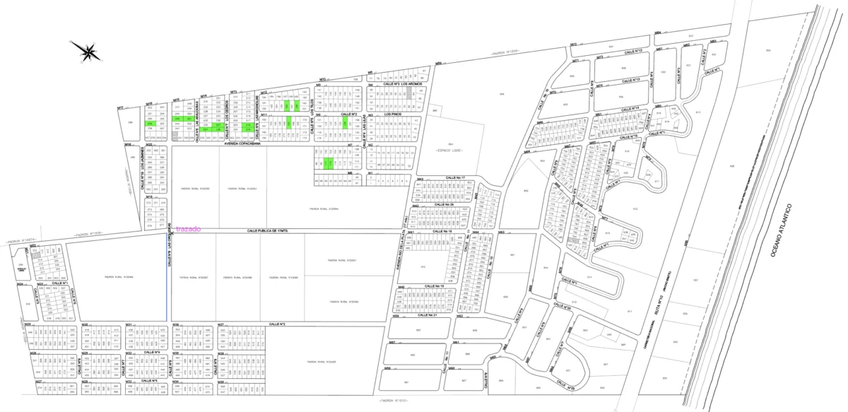 The lots marked on the plan are priced between USD 50,000 and USD 55,000.