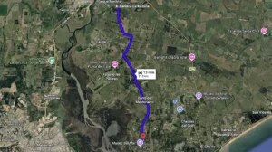 Recorrido del Camino del Cerro Eguzquiza: 11,8 km en 13 minutos en automóvil conectando El Tesoro y San Carlos.